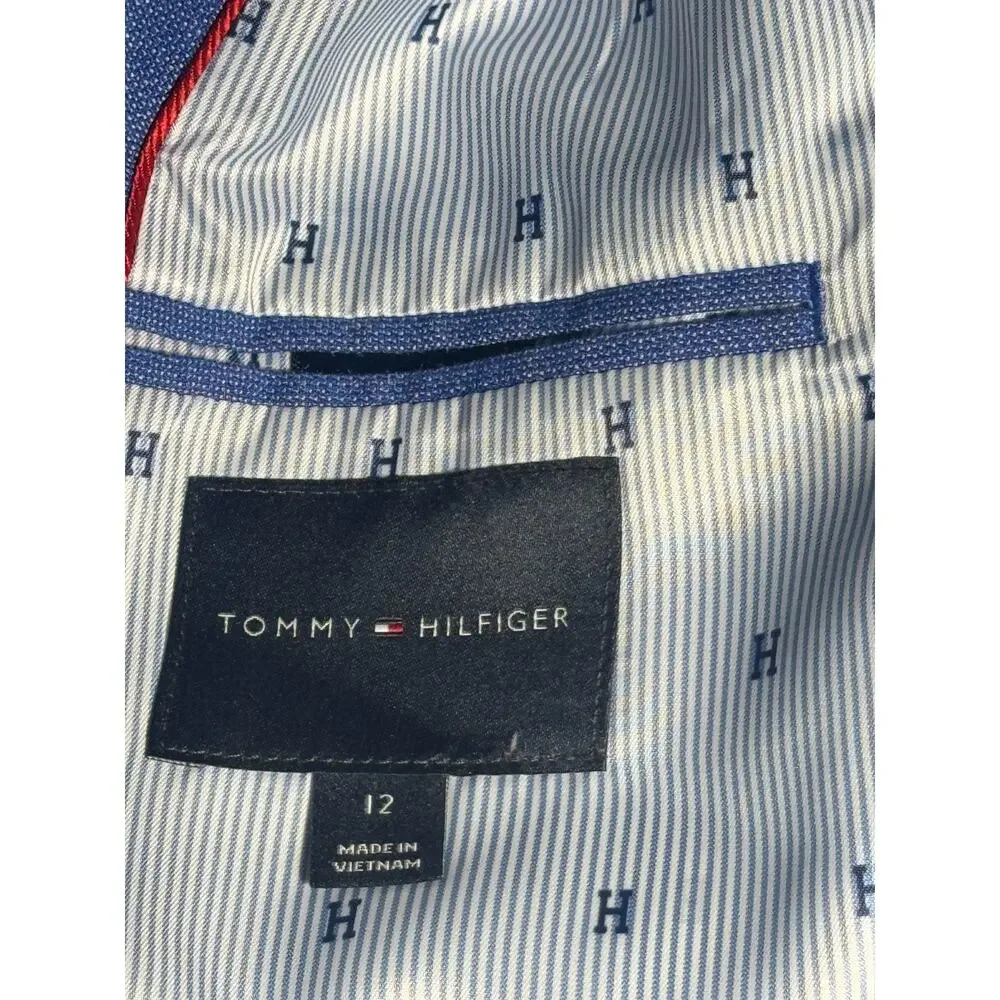 TOMMY HILFIGER Big Boys Textured & Stretch Suit Jacket Only Medium Blue- Size 12
